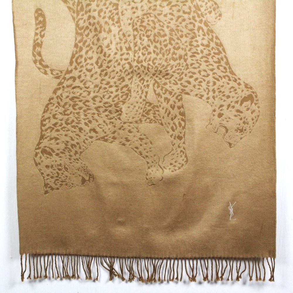 YSL Very Rare 1980s Vintage Leopard Shawl